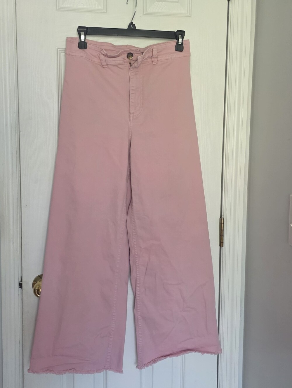 Billabong Free Fall High Waisted Wide Leg Pants Pink Raw Hem 29